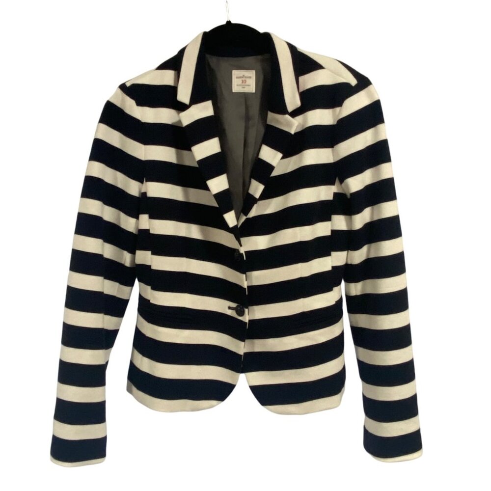 GAP The Academy Blazer Blue White Striped Double Button Closure Size 10‎